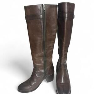 Frye Malorie Button Tall Boots Sz 8 Brown Leather Equestrian Riding Style